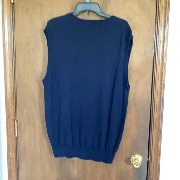 Relisted Chaps sweater vest  navy blue cotton lighter weight size L - Picture 9 of 12